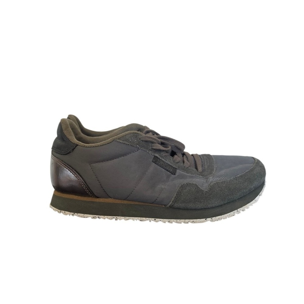 Woden Denmark Nora III Khaki Dark Olive Green Gray Suede Recycle Sneakers sz 8